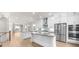 A modern kitchen with white cabinets, stainless steel appliances, and an island that offers an open-concept design at 219 Phillips Ln, Alpharetta, GA 30009