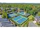 Aerial view of community tennis courts and pool area with well maintained landscaping and neighborhood homes at 5000 Davenport Pl, Roswell, GA 30075