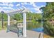 A bench provides a place to sit and enjoy the views of the community pond at 5000 Davenport Pl, Roswell, GA 30075