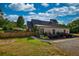 Lush backyard features an outdoor dining area, green grass, and beautiful landscaping at 540 Benton Rd, Covington, GA 30014