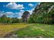 Expansive green field surrounded by trees and a wooden fence, offering serene privacy and natural beauty at 540 Benton Rd, Covington, GA 30014