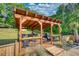 Pergola with grill station and bar seating overlooks pool at 540 Benton Rd, Covington, GA 30014