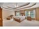 Main bedroom boasts a trey ceiling, ambient lighting, and plush carpet at 1105 Anemone Nw Way, Acworth, GA 30102