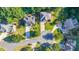 Aerial view of a neighborhood showcasing well-manicured lawns and tree-lined streets at 111 Springshade Ln, Canton, GA 30114