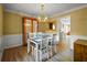 Elegant dining room with a stylish chandelier, wood floors, and decorative wainscoting at 3171 Davis Rd, Marietta, GA 30062