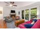 Bright living room with hardwood floors, fireplace, and glass doors to deck at 318 Tuxworth Cir, Decatur, GA 30033