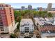 Aerial view showcasing an apartment building surrounded by trees and a vibrant cityscape at 3655 Peachtree Ne Rd # 304, Atlanta, GA 30319