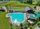 Aerial view of the community pool with lounge chairs, cabanas, and lush landscaping at 1783 Drew Nw Dr, Atlanta, GA 30318