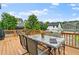 Back deck perfect for outdoor dining, featuring a large table and chairs with neighborhood views at 1783 Drew Nw Dr, Atlanta, GA 30318