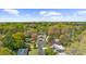 A scenic aerial shot of a neighborhood showcasing well-maintained lawns and beautiful trees with the city skyline in the distance at 1436 Diamond Head Drive Dr, Decatur, GA 30033