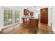 Kitchen features modern cabinetry, granite countertops, and access to a large outdoor deck at 1436 Diamond Head Drive Dr, Decatur, GA 30033