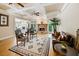 Cozy living room with a stone fireplace and coffered ceilings at 240 Rose Ridge Dr, Canton, GA 30115