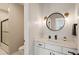 Modern bathroom features a vessel sink, black fixtures and updated vanity at 2721 Old Concord Se Rd, Smyrna, GA 30082