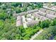 Aerial view of townhomes, lush greenery, and a refreshing community pool at 2187 Elmont Se Way, Smyrna, GA 30080