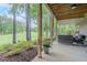 Relax on the spacious covered patio, surrounded by mature trees and landscaping with views of the golf course at 232 Heron Pointe Vw, Canton, GA 30114