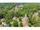 Aerial view of a residential area with tree-lined streets and well-maintained houses at 1125 Harvest Brook Way, Lawrenceville, GA 30043