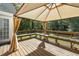 Covered back deck with built-in bench seating and a view of the backyard at 1493 Martin Nash Sw Rd, Lilburn, GA 30047