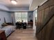 Bedroom featuring blue walls, plank flooring and a desk area at 140 Puckett Creek Dr, Canton, GA 30114