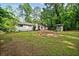 Spacious backyard showcasing the home's exterior, a fire pit area, and verdant greenery at 1759 Kimberly Sw Dr, Marietta, GA 30008