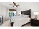 Spacious main bedroom features a ceiling fan, large window, and neutral décor at 1975 Nocturne Dr # 2303, Alpharetta, GA 30009