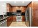 Well-equipped kitchen with stainless steel appliances, dark cabinetry, and a sleek black tile backsplash at 860 Peachtree Ne St # 2209, Atlanta, GA 30308