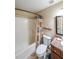 Full bathroom with a shower and tub combination, toilet, and vanity with granite at 4872 Nature Trl, Austell, GA 30106