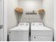 Laundry room with stacked washer and dryer and storage at 1381 Wallace Walk, Atlanta, GA 30316