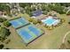 A high angle view of community amenities including tennis courts, pool, and playground at 1563 Country Wood Dr, Hoschton, GA 30548