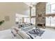 Bright living room showcasing a stone fireplace, high ceilings, and comfortable seating at 1563 Country Wood Dr, Hoschton, GA 30548