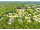 An aerial view of a beautiful neighborhood, showcasing lush greenery and a tranquil lake at 374 Beaumont Farms Dr, Sharpsburg, GA 30277
