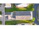 An aerial view of the house displaying the beautiful backyard patio and roof, surrounded by green lawns at 7120 Lullwater Rd, Cumming, GA 30040
