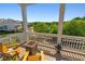 Inviting balcony with wooden chairs, fire pit, and serene views of the neighborhood and lush greenery at 7120 Lullwater Rd, Cumming, GA 30040