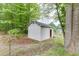 Backyard outbuilding near treeline for outdoor storage, a workshop, or a hobby space at 2682 Freemans Walk Path, Dacula, GA 30019