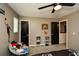 Brooklyn Nets-themed bedroom showing sporty decorations, gray walls, and door at 354 Jada Ln, Villa Rica, GA 30180