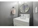 Contemporary half bathroom with a modern vanity, stylish faucet, and sleek mirror at 1820 Peachtree St # 311, Atlanta, GA 30309