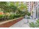 Private outdoor patio with a glass table, chairs, and beautiful greenery, perfect for relaxation and entertaining at 1820 Peachtree St # 311, Atlanta, GA 30309