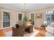 Bright home office featuring hardwood floors, large windows, and a stylish chandelier at 3649 Peachtree Ne Rd # 201, Atlanta, GA 30319