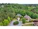 Aerial shot showing homes nestled among dense green trees, next to a golf course in a serene community at 1477 Edenham Ln, Cumming, GA 30041