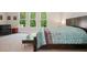 Bedroom with a tray ceiling, ceiling fan and three windows at 2861 Digna Ct, Acworth, GA 30101