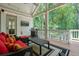 Covered porch featuring an outdoor kitchen, seating area, ceiling fan and wooded view at 2861 Digna Ct, Acworth, GA 30101