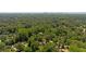 Aerial neighborhood view showcasing lush greenery and a glimpse of the city skyline in the distance at 1377 Oak Grove Dr, Decatur, GA 30033