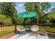 Outdoor deck featuring modern chairs, a small table, and an umbrella for shaded relaxation at 1377 Oak Grove Dr, Decatur, GA 30033