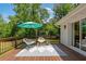 Inviting deck includes stylish furniture, an umbrella, and sliding glass doors to indoor living area at 1377 Oak Grove Dr, Decatur, GA 30033