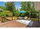Relaxing outdoor deck area featuring an umbrella and outdoor furniture, perfect for enjoying a summer day at 1377 Oak Grove Dr, Decatur, GA 30033