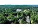 Lush aerial view showcases neighborhood, enveloped by trees, with city skyline in the distance at 4476 Paces Battle Nw, Atlanta, GA 30327