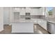 Modern kitchen features white cabinets, granite countertops, stainless steel appliances, and a center island at 11 Bennett Farm Dr, Loganville, GA 30052