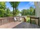Inviting wooden deck with outdoor seating, overlooking a lush backyard at 109 Riley Way, Canton, GA 30115