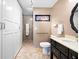 Neutral toned bathroom with storage and modern fixtures at 807 Woodcliff Dr, Sandy Springs, GA 30350