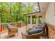 Outdoor deck with wicker furniture and a view of the lush backyard at 2221 Meadow Wood Ct, Marietta, GA 30062