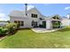 Spacious backyard featuring a patio and manicured lawn at 5875 Windjammer Pt, Cumming, GA 30041